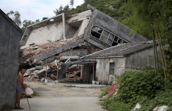 The remains of a Catholic church in eastern China's Zhejiang province razed by the authorities
