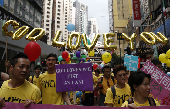 Members of a gay Christian movement during the Hong Kong Pride march on 5 November