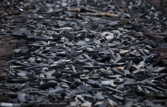A cache of guns seized on the streets of Ciudad Juarez by the Mexican army