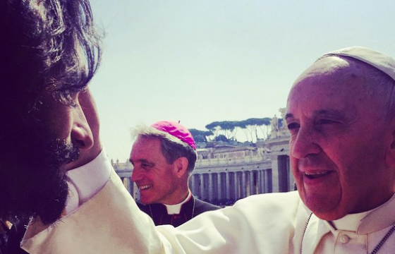 Rodrigo Santoro was blessed by Pope Francis in a break from filming earlier this year