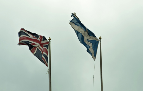 Union flag and Scottish flag