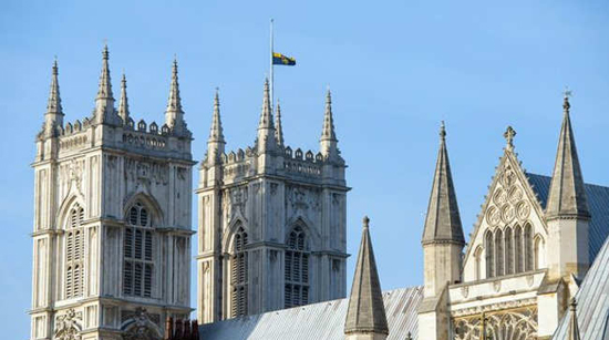 Westminster Abbey flag at half-mast