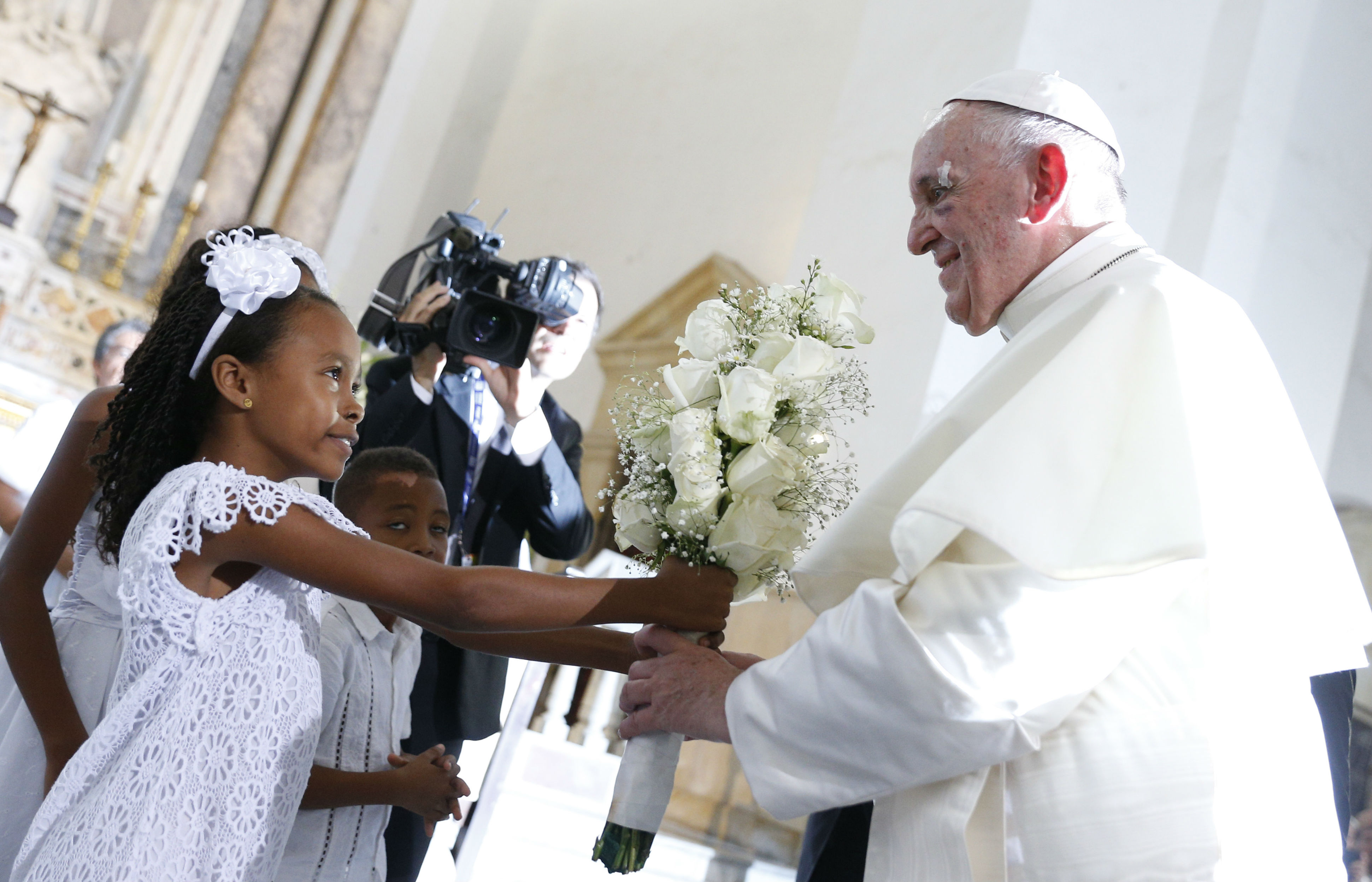 In Cartagena, pope prays for Venezuela and denounces modern slavery