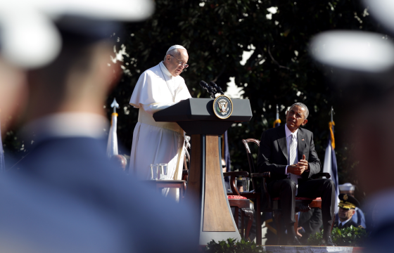 Pope Francis used his speech at the White House to applaud President Obama's climate change directives but to chide that it was not enough