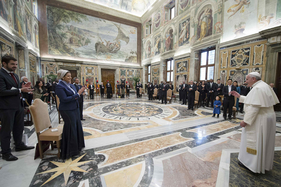 Pope Francis greets ambassadors
