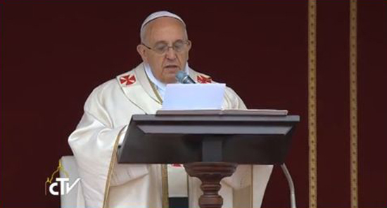 Pope Francis preaches at dual canonisations