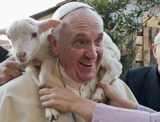 Pope with a lamb, CNS