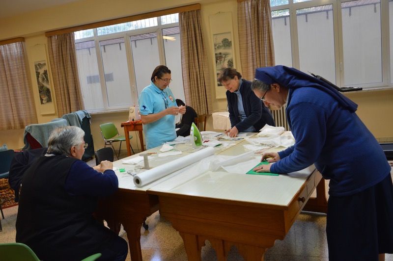 Nuns keeping hands busy by sewing face masks