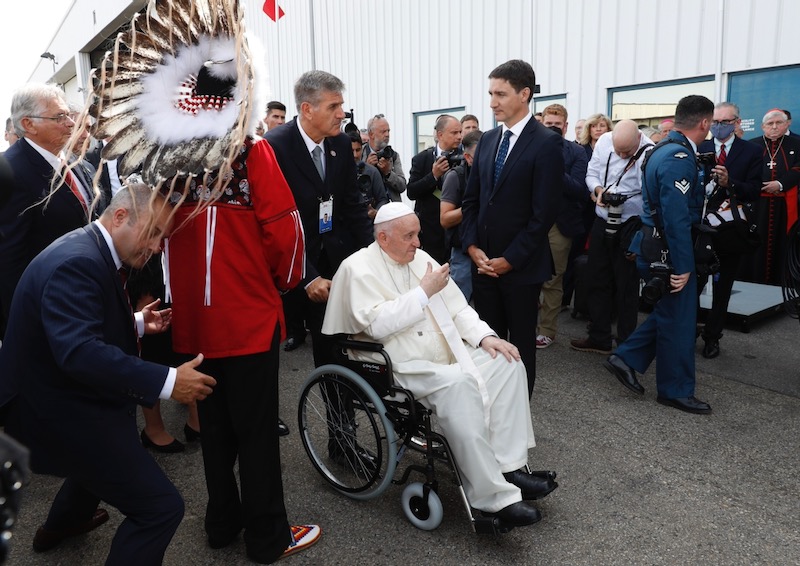 Pope Francis arrives in Canada on 'penitential' trip