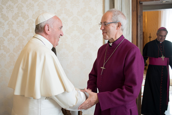 Archbishop of Canterbury to lunch with Pope Francis today