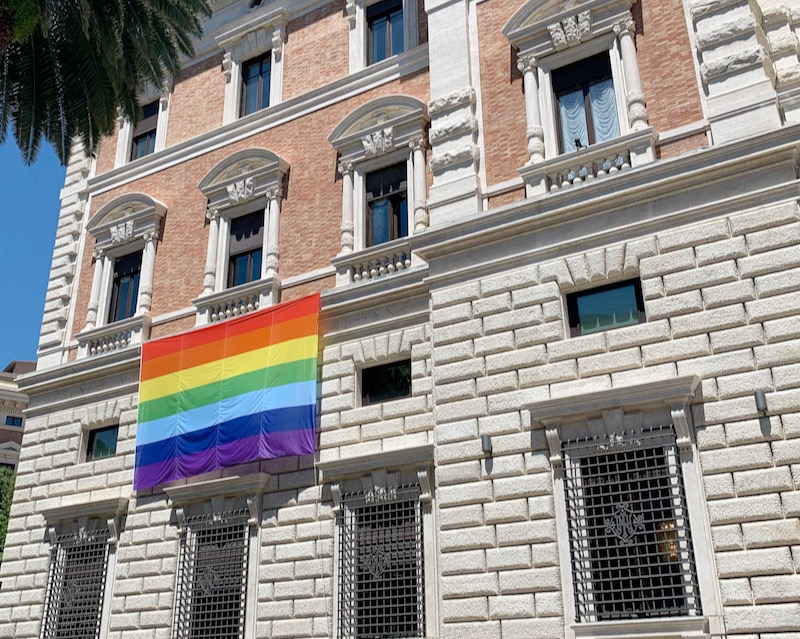 US Embassy to the Holy See flies rainbow flag 