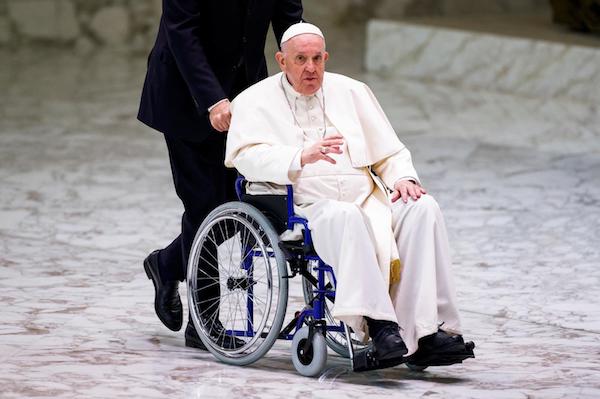 Pope appears at Vatican audience in wheelchair
