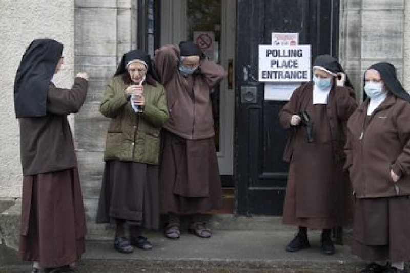 #nunsatpollingstations lift Twitter spirits on election day