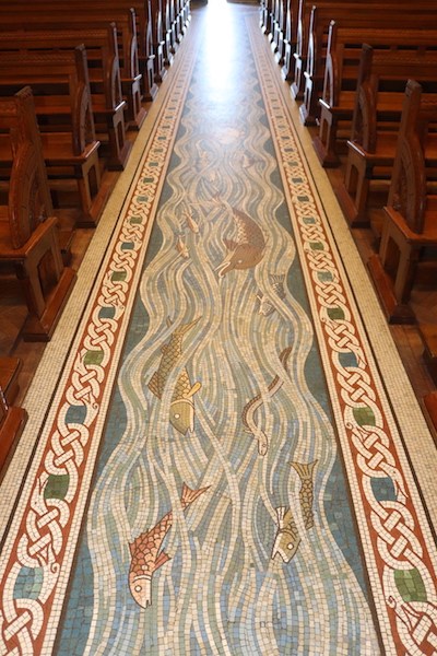 The restored River of Life aisle mosaic.