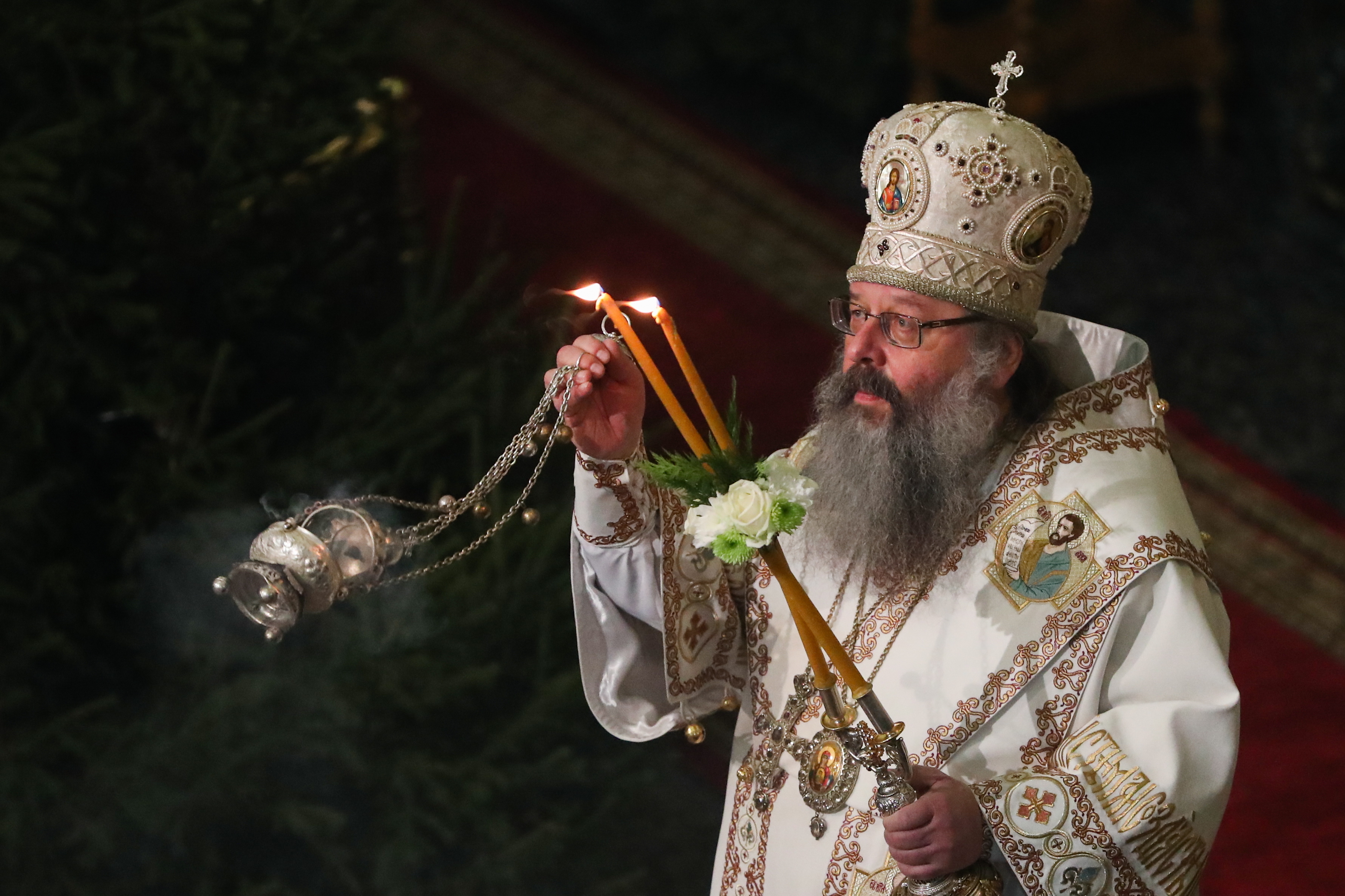 Metropolitan Kirill of Yekaterinburg and Verkhoturye conducts a Christmas liturgy at the Cathedral of the Holy Trinity