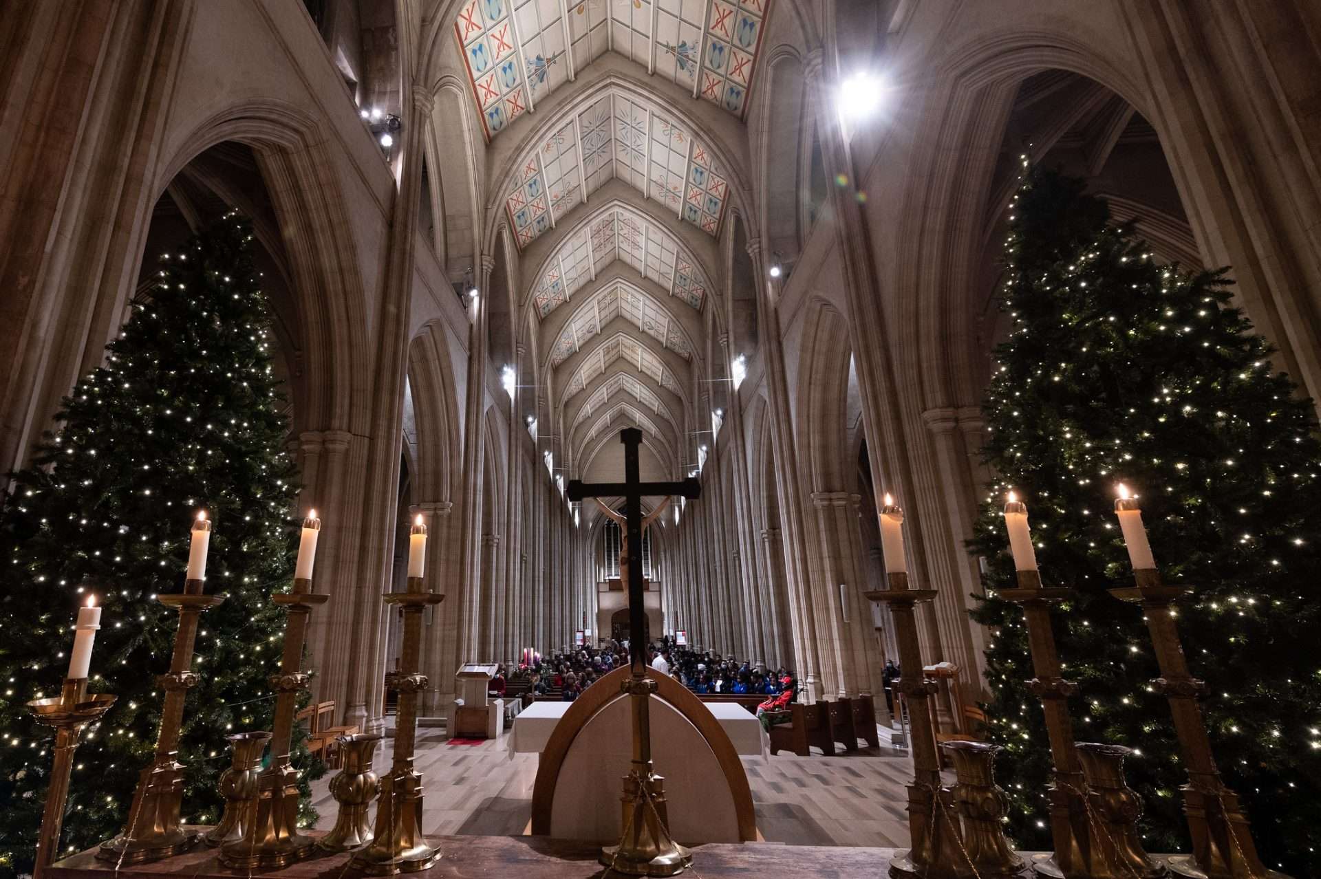 Carolling gaily before the carols start