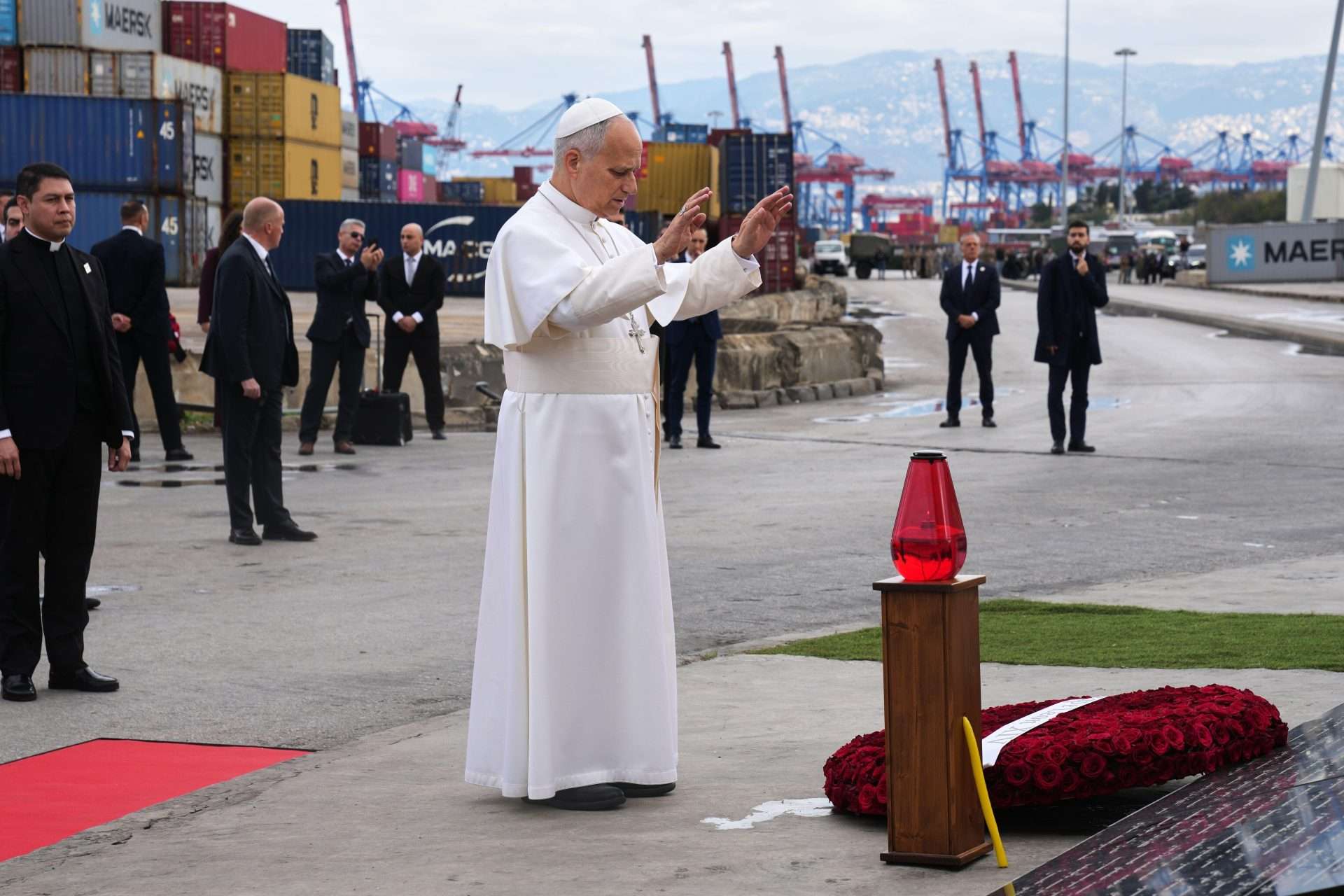 Pope Leo prays for healing, justice and peace at Beirut blast site